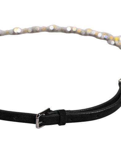 Leather Daisy Crystal Embellish Waist Women's Belt - Dolce & Gabbana - Modalova