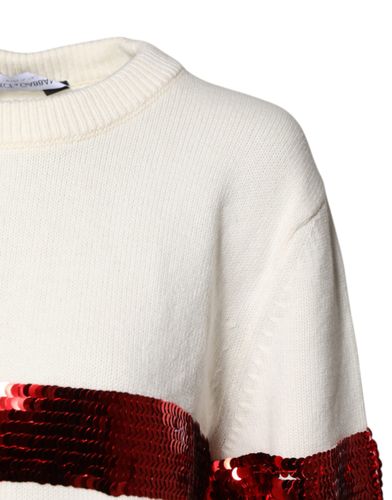 White Sequined Crew Neck Pullover Women's Sweater (Pre-Owned) - Dolce & Gabbana - Modalova