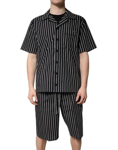 Black White Stripes Cotton Men Pajama Set Men's Sleepwear - Dolce & Gabbana - Modalova