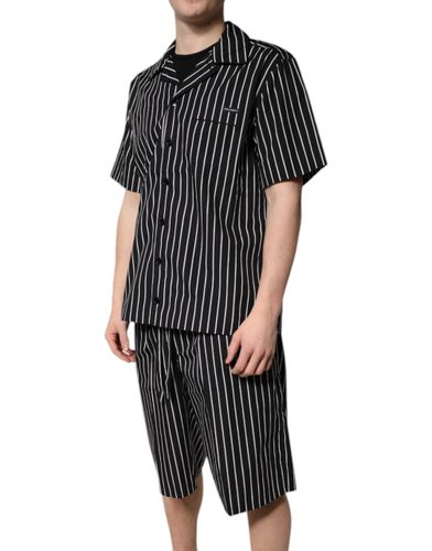 Black White Stripes Cotton Men Pajama Set Men's Sleepwear - Dolce & Gabbana - Modalova
