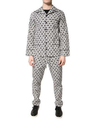 Black White DG Print Cotton Pajama Set Men's Sleepwear - Dolce & Gabbana - Modalova