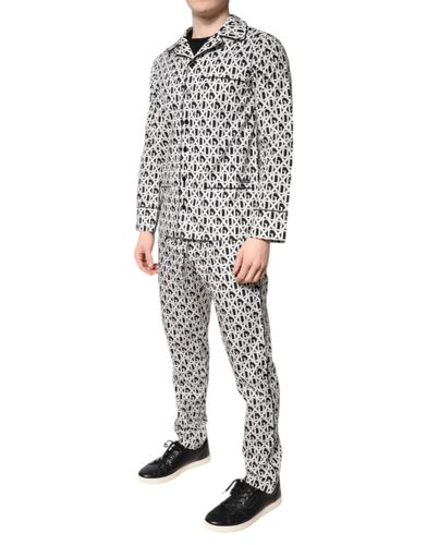 Black White DG Print Cotton Pajama Set Men's Sleepwear - Dolce & Gabbana - Modalova