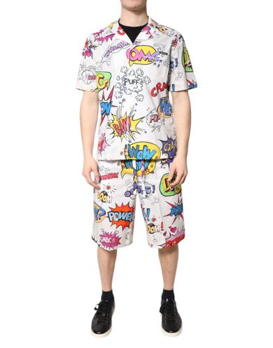 Cartoon Print Cotton Men Pajama Set Men's Sleepwear - Dolce & Gabbana - Modalova