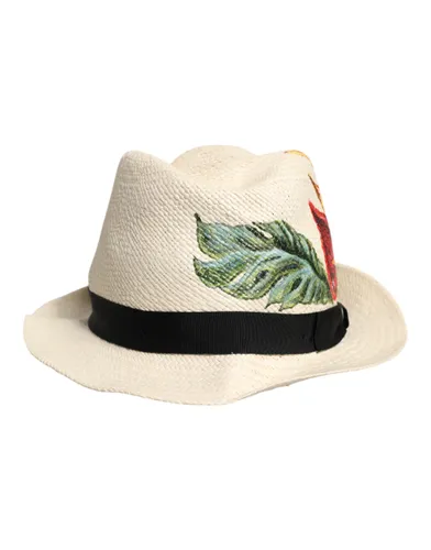 Floral Print Straw Wide Brim Fedora Men's Hat (Pre-Owned) - Dolce & Gabbana - Modalova