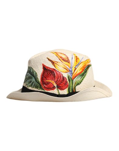 Floral Print Straw Wide Brim Fedora Men's Hat (Pre-Owned) - Dolce & Gabbana - Modalova