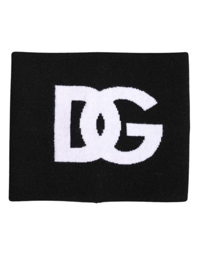 Black White Logo Print Knitted Neck Warmer Men's Scarf - Dolce & Gabbana - Modalova