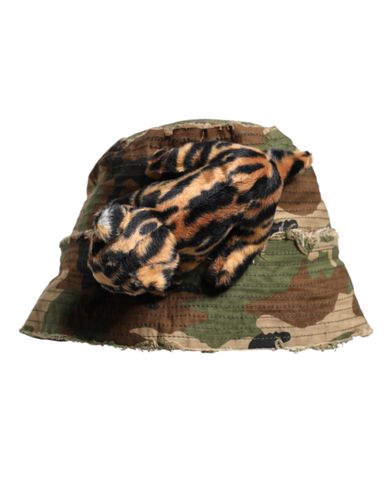 Leopard Embellish Wide Brim Bucket Men's Hat - Dolce & Gabbana - Modalova