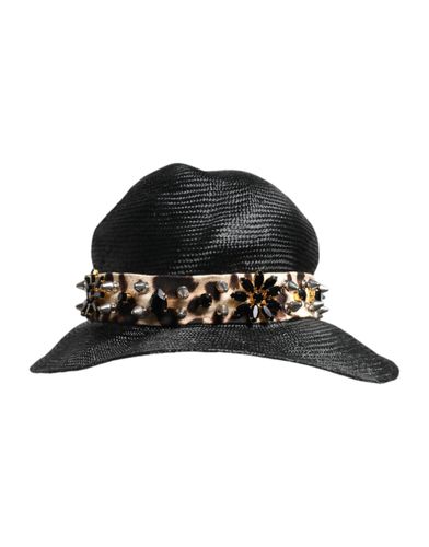 Straw Crystal Embellished Wide Brim Women's Hat - Dolce & Gabbana - Modalova