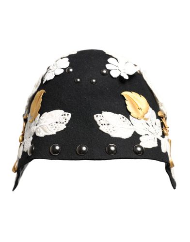 Wool White Floral Gold Leaf Cloche Women's Hat - Dolce & Gabbana - Modalova