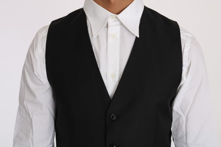 Solid Wool Silk Waistcoat Men's Vest - Dolce & Gabbana - Modalova