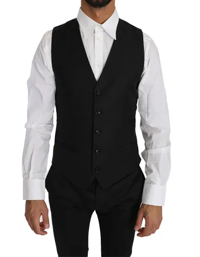 Solid Wool Silk Waistcoat Men's Vest - Dolce & Gabbana - Modalova