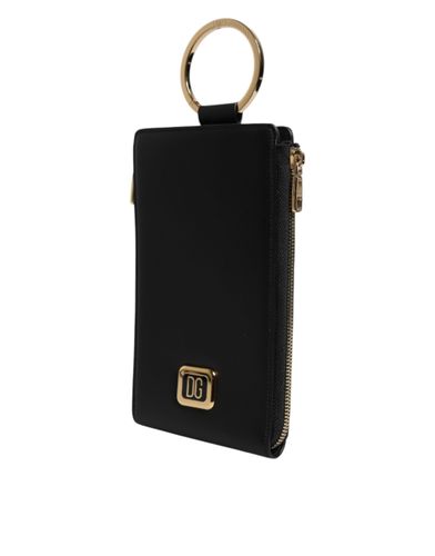 Leather Logo Plaque Neck Strap Card Coin Women's Wallet - Dolce & Gabbana - Modalova