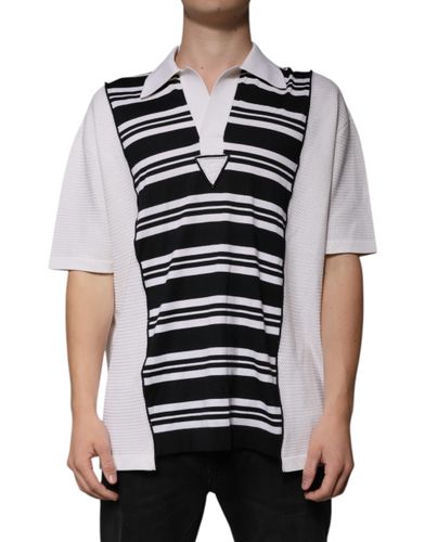 Black White Stripes Collared Polo Men's T-shirt - Dolce & Gabbana - Modalova