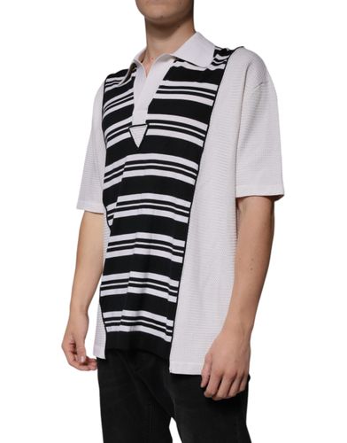 Black White Stripes Collared Polo Men's T-shirt - Dolce & Gabbana - Modalova