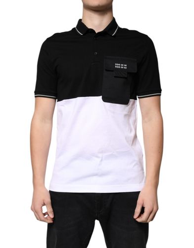 Black White Cotton Short Sleeves Polo Men's T-shirt - Dolce & Gabbana - Modalova