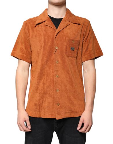 Hazel Cotton Velvet Button Down Collared Men's Shirt - Dolce & Gabbana - Modalova