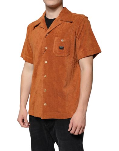 Hazel Cotton Velvet Button Down Collared Men's Shirt - Dolce & Gabbana - Modalova