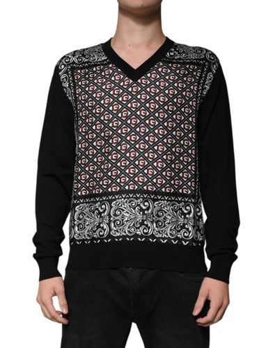 Logo Wool V-neck Pullover Men's Sweater - Dolce & Gabbana - Modalova