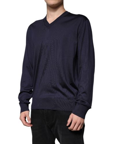 Navy Silk V-neck Pullover Men's Sweater (Pre-Owned) - Dolce & Gabbana - Modalova