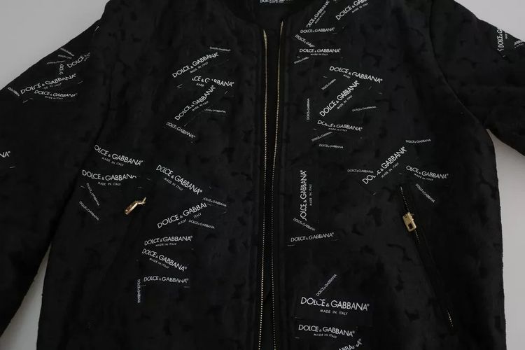 Logo Patch Brocade Bomber Full Zip Men's Jacket (Pre-Owned) - Dolce & Gabbana - Modalova