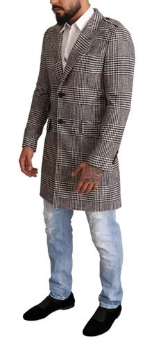 Check Plaid Long Trench Coat Men's Jacket - Dolce & Gabbana - Modalova