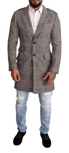 Check Plaid Long Trench Coat Men's Jacket - Dolce & Gabbana - Modalova