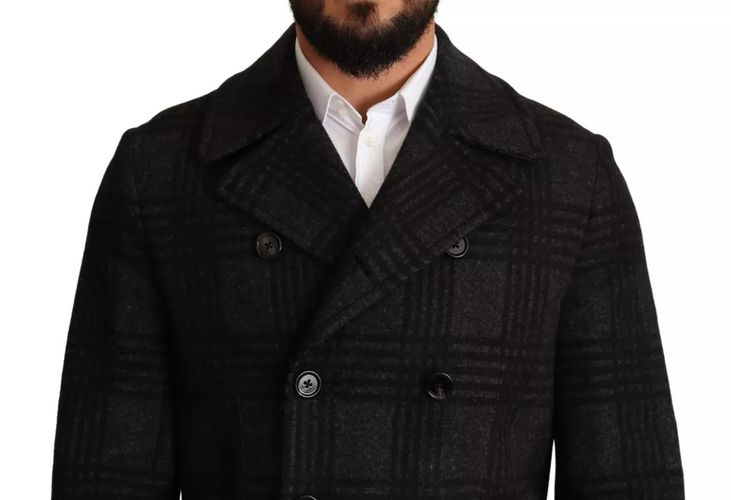 Trench Coat Check Wool Men's Jacket - Dolce & Gabbana - Modalova