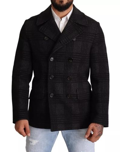 Trench Coat Check Wool Men's Jacket - Dolce & Gabbana - Modalova