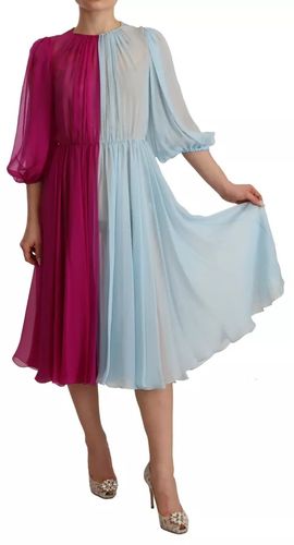 Light Blue Silk Two Tone Midi Women's Dress (Pre-Owned) - Dolce & Gabbana - Modalova