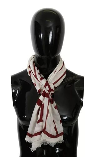 White Red Printed Wrap Shawl Modal Men's Scarf (Pre-Owned) - Dolce & Gabbana - Modalova
