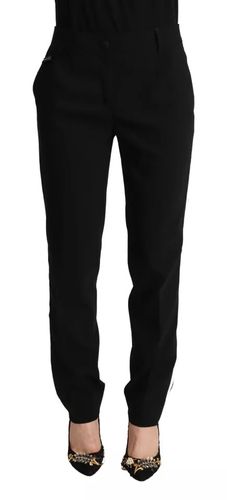 Black White Stripes Wool Tapered Women's Pants - Dolce & Gabbana - Modalova