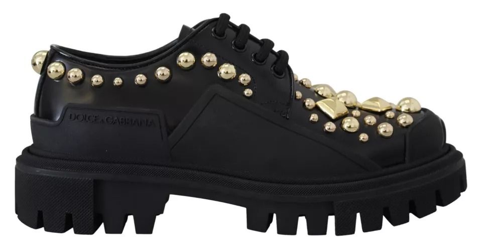 Leather Trekking Derby Embellished Women's Shoes - Dolce & Gabbana - Modalova