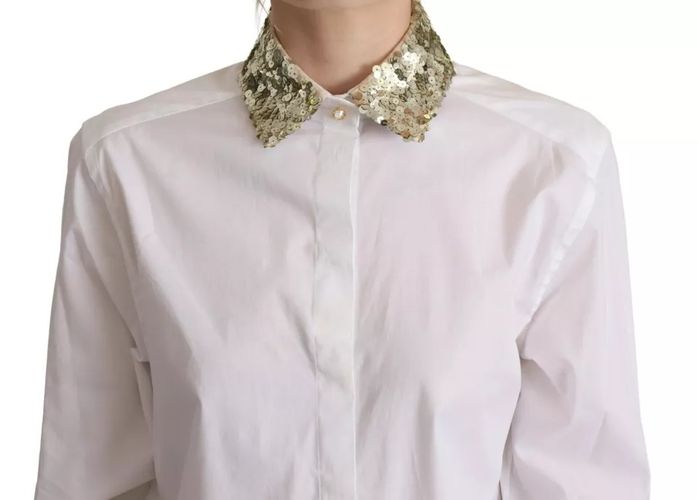 Cotton Collared Long Sleeves Sequin Top Women's Shirt (Pre-Owned) - Dolce & Gabbana - Modalova
