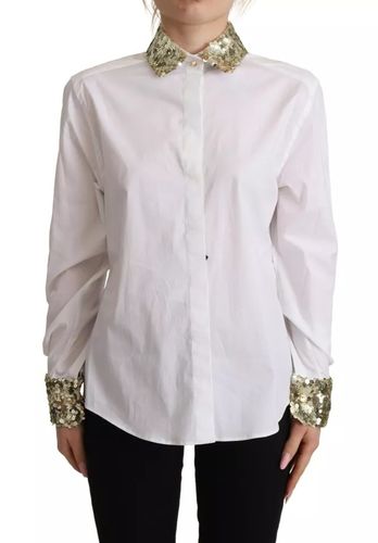 Cotton Collared Long Sleeves Sequin Top Women's Shirt (Pre-Owned) - Dolce & Gabbana - Modalova