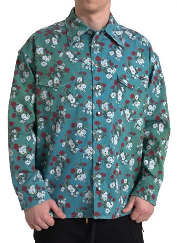 Floral Cotton Button Down Denim Men's Shirt - Dolce & Gabbana - Modalova