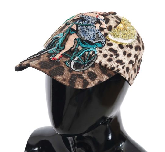 Leopard Sequin Sicily Applique Baseball Women's Hat - Dolce & Gabbana - Modalova
