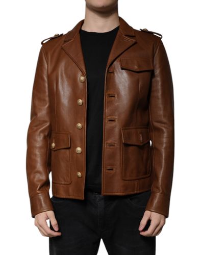 Calfskin Leather Button Down Men's Jacket (Pre-Owned) - Dolce & Gabbana - Modalova
