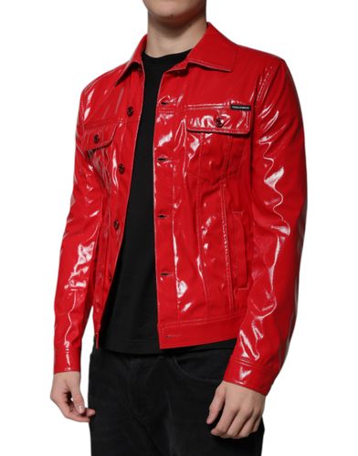 Polyester Button Down Collared Men's Jacket - Dolce & Gabbana - Modalova
