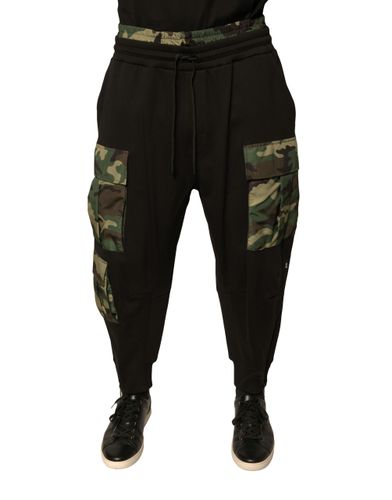 Black Camouflage Cotton Jogger Cargo Men's Pants - Dolce & Gabbana - Modalova