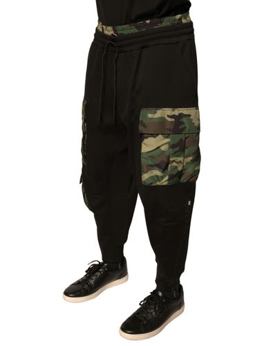 Black Camouflage Cotton Jogger Cargo Men's Pants - Dolce & Gabbana - Modalova
