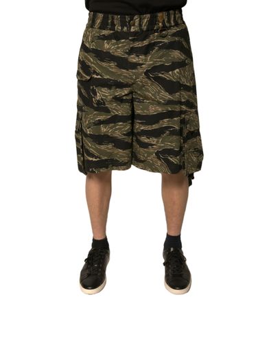 Black Gold Patterned Cotton Bermuda Men's Shorts - Dolce & Gabbana - Modalova