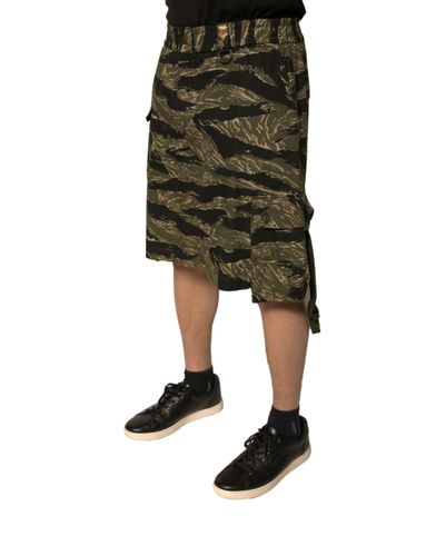 Black Gold Patterned Cotton Bermuda Men's Shorts - Dolce & Gabbana - Modalova