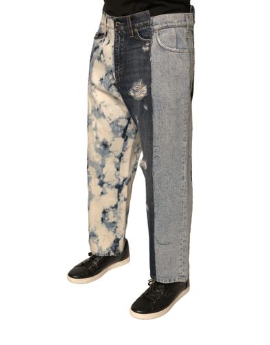 Patchwork Cotton Straight Men Denim Men's Jeans - Dolce & Gabbana - Modalova