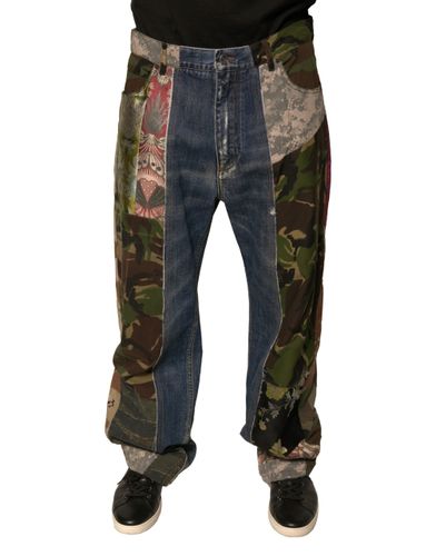 Patchwork Cotton Straight Denim Men's Jeans - Dolce & Gabbana - Modalova