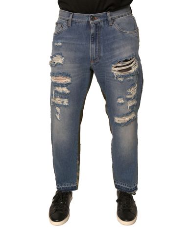 Tattered Straight Cropped Denim Men's Jeans - Dolce & Gabbana - Modalova