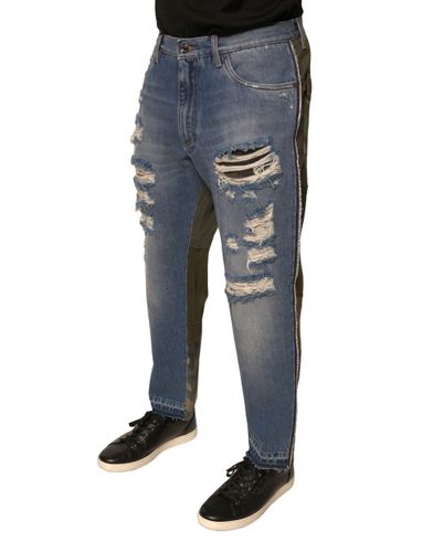 Tattered Straight Cropped Denim Men's Jeans - Dolce & Gabbana - Modalova