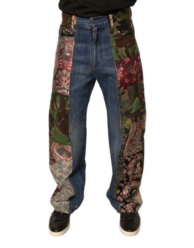 Patchwork Cotton Straight Denim Men's Jeans - Dolce & Gabbana - Modalova