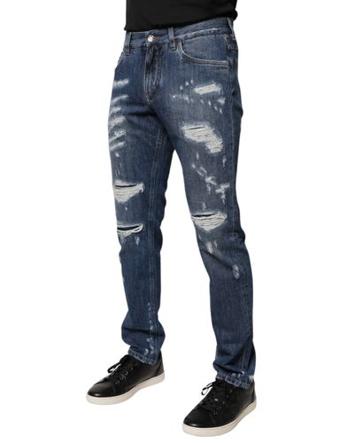 Cotton Tattered Skinny Denim Men's Jeans - Dolce & Gabbana - Modalova