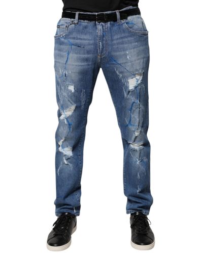 Cotton Stretch Tattered Skinny Denim Men's Jeans - Dolce & Gabbana - Modalova