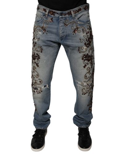 Embroidered Skinny Denim Men's Jeans - Dolce & Gabbana - Modalova